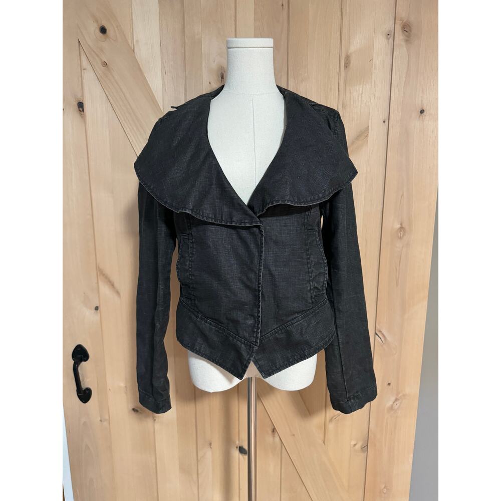 Cabi | Women's Coated Linen Moto Jacket Dark Brown | Size Medium